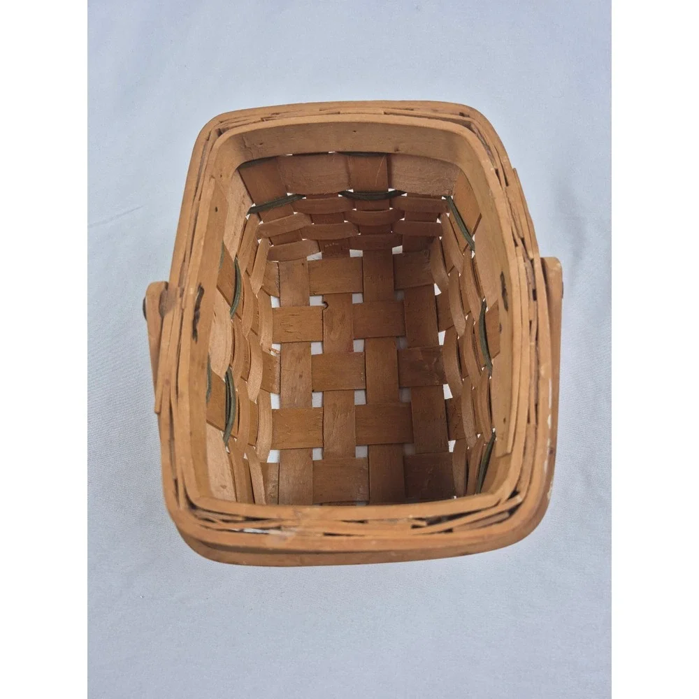 Vintage Woven Wood Chicken Rooster Egg Gathering‎ Basket Farmhouse Decor Rustic